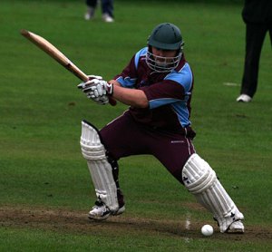 Stuart Corbett-Byers square cuts in the semi-final run chase