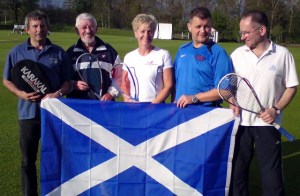 Taking their turn for Scotland: Robin Ridley, Davy Rogan, Sue Strachm, Jimmy Wells, Ronnie Carter