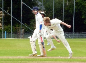 Fraser in bowling action in the Nunholm win