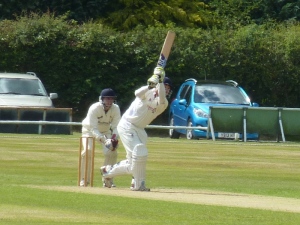 Bevo lands a six on the railway end banking
